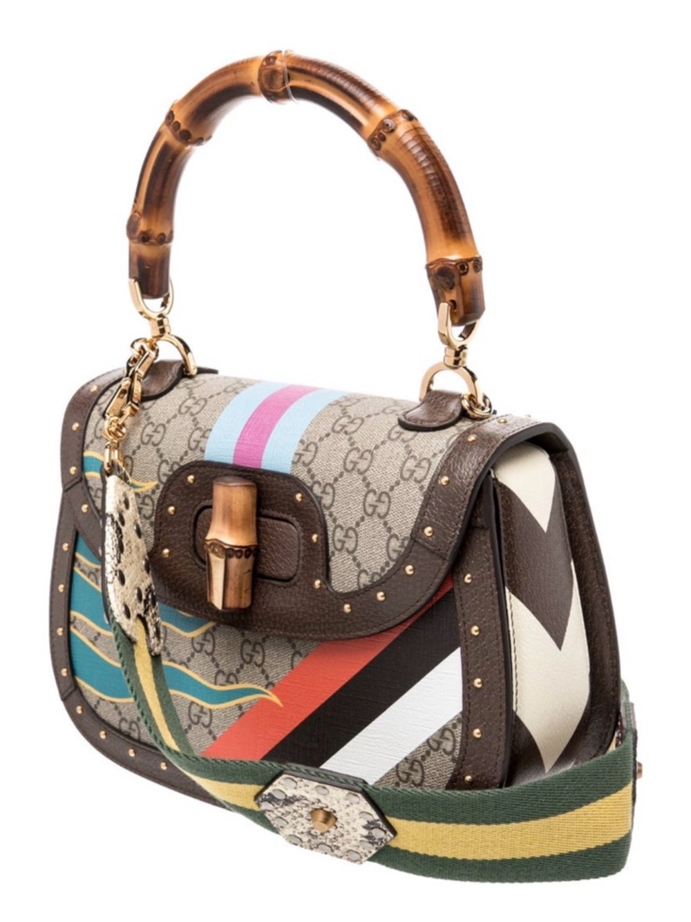 ✨🛍️ Gucci GG Supreme Centum Bamboo 1947 Top Handle Bag Medium - Picture 2 of 9